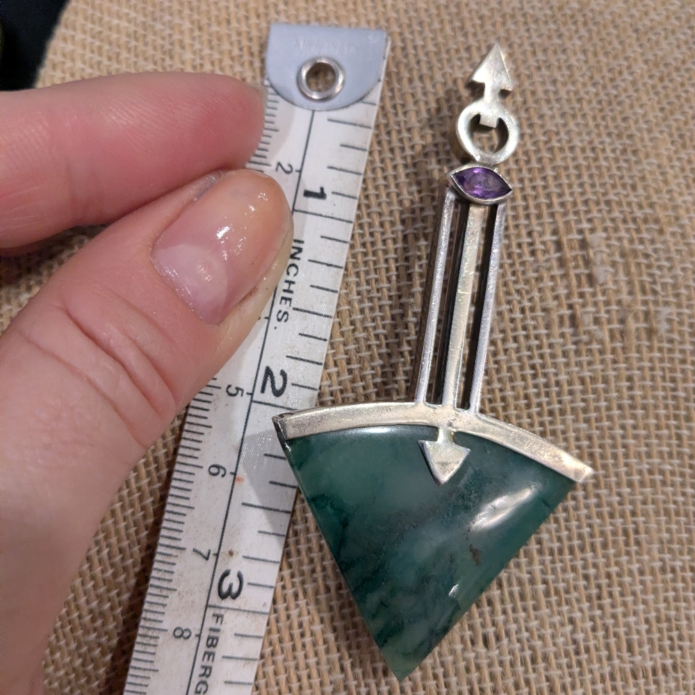 Unique Sterling Silver Agate Amethyst Brooch - Picture 6 of 7